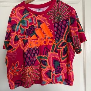 Plus size Farm Rio x Adidas cropped tshirt